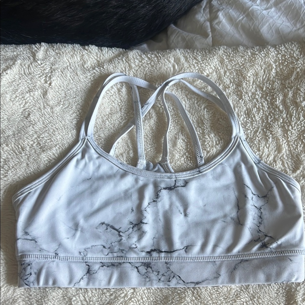 BuffBunny Black and White Sports Bra with Criss-Cross Straps
